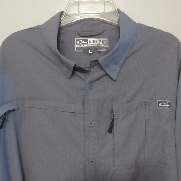 Drake Performance Fishing Shirt Men Large Breatable Vented Lightweight Gray - Picture 1 of 10
